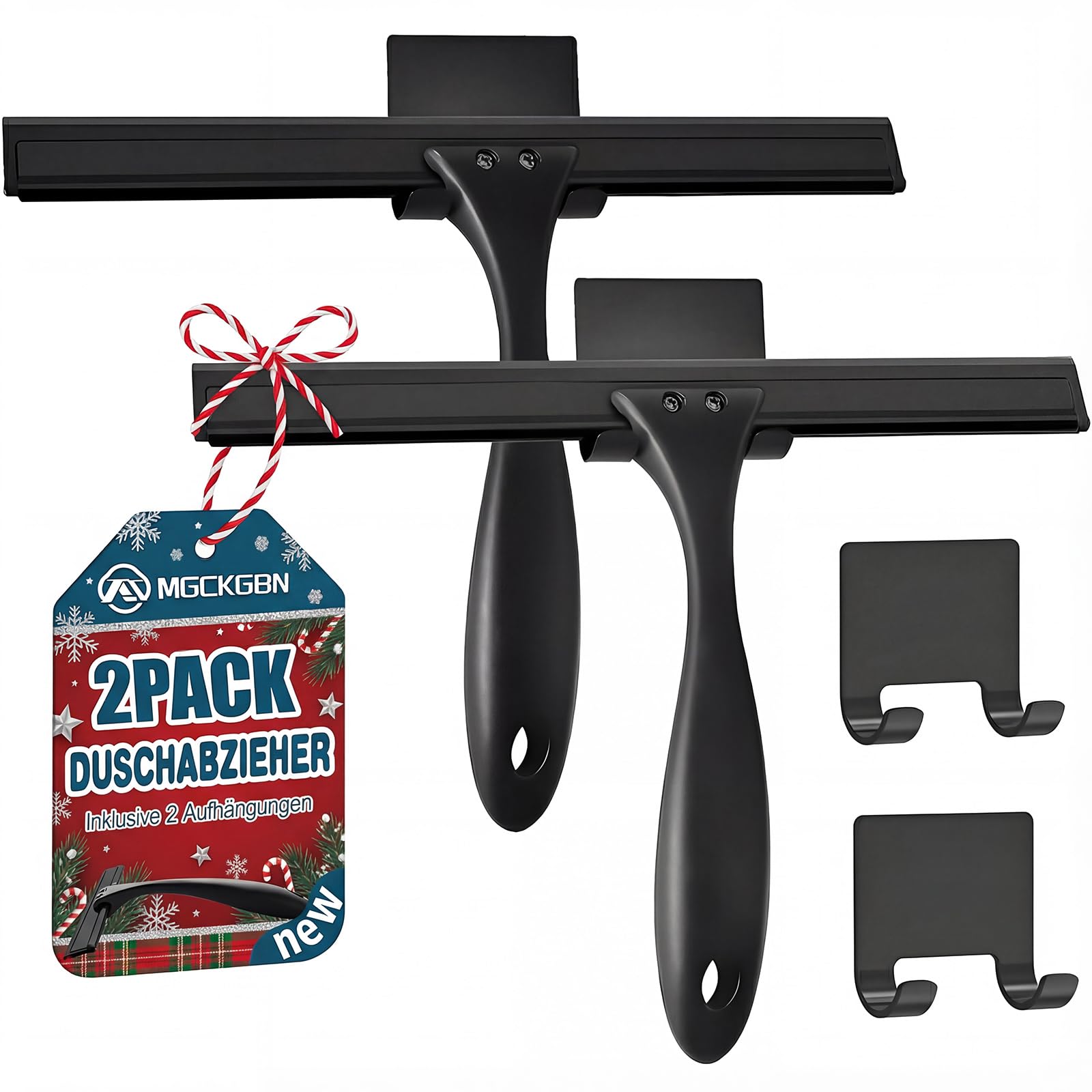 2 Stück Duschabzieher Edelstahl 25 cm