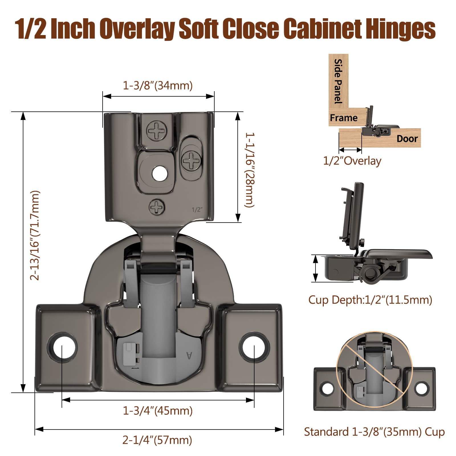 Mousike Soft Close Hinges - 40 Pack for Kitchen Cabinets -2