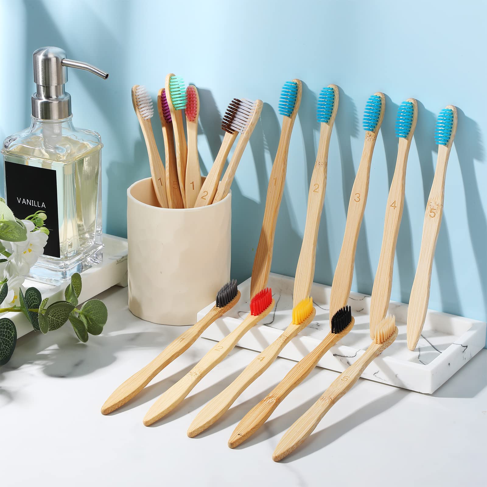 120 spazzolini da denti in bambù con setole morbide, usa e getta, da viaggio, in carbone di bambù, confezionati singolarmente, per bambini, adulti, uso domestico, viaggio, 19 cm, 12 colori (numero)