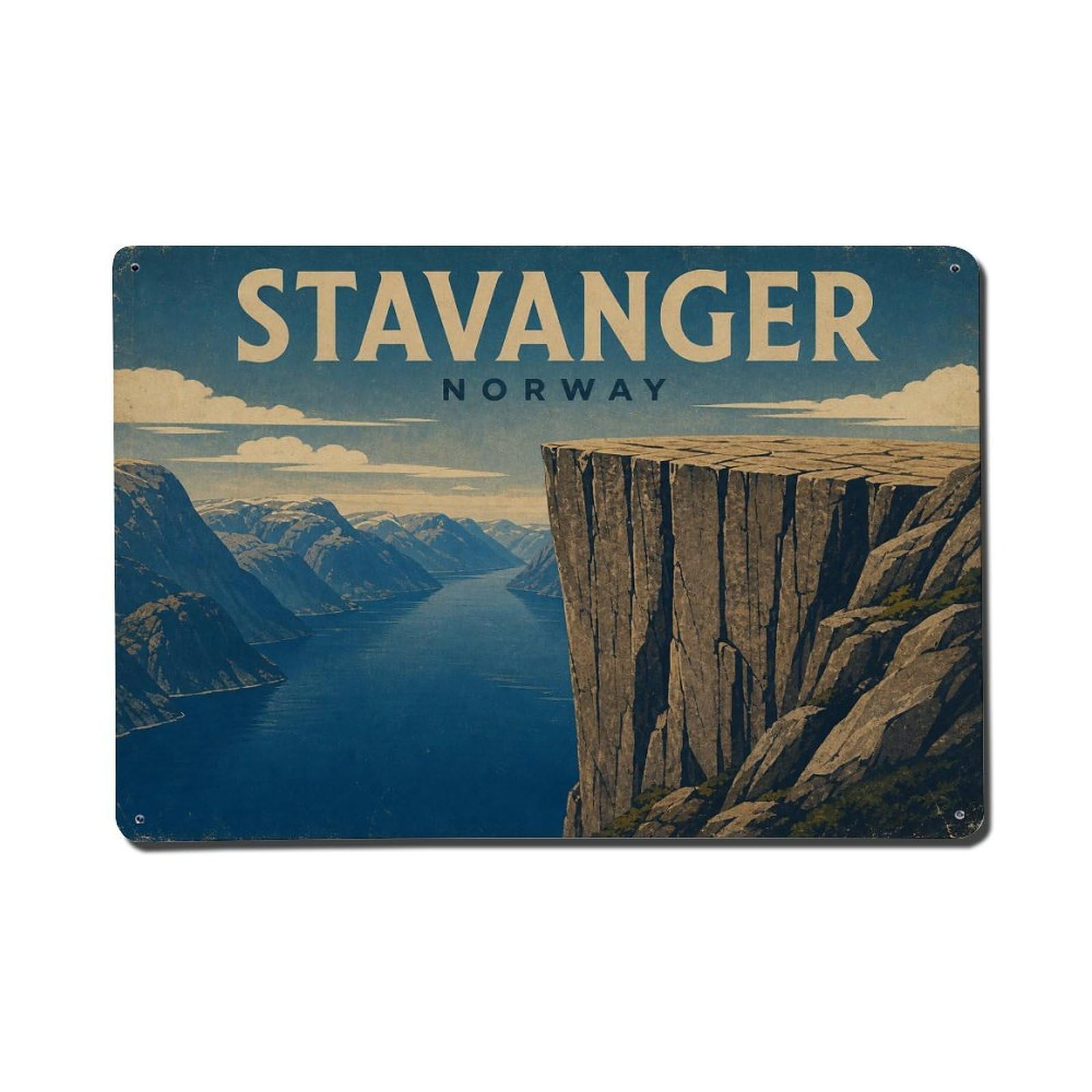 Travel Vintage Norway Stavanger 1 Metal Tin Sign Plaque Wall Decor for Cafe, Club Bar, Office, Garden Metal Poster 8x12Inch