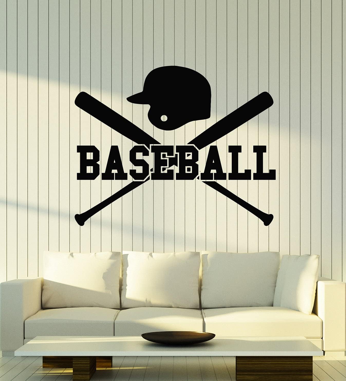 WallStickers4ever Large Vinyl Wall Decal Baseball Hat Bats Ball Game Sports Decor Stickers Mural (g5901) Black