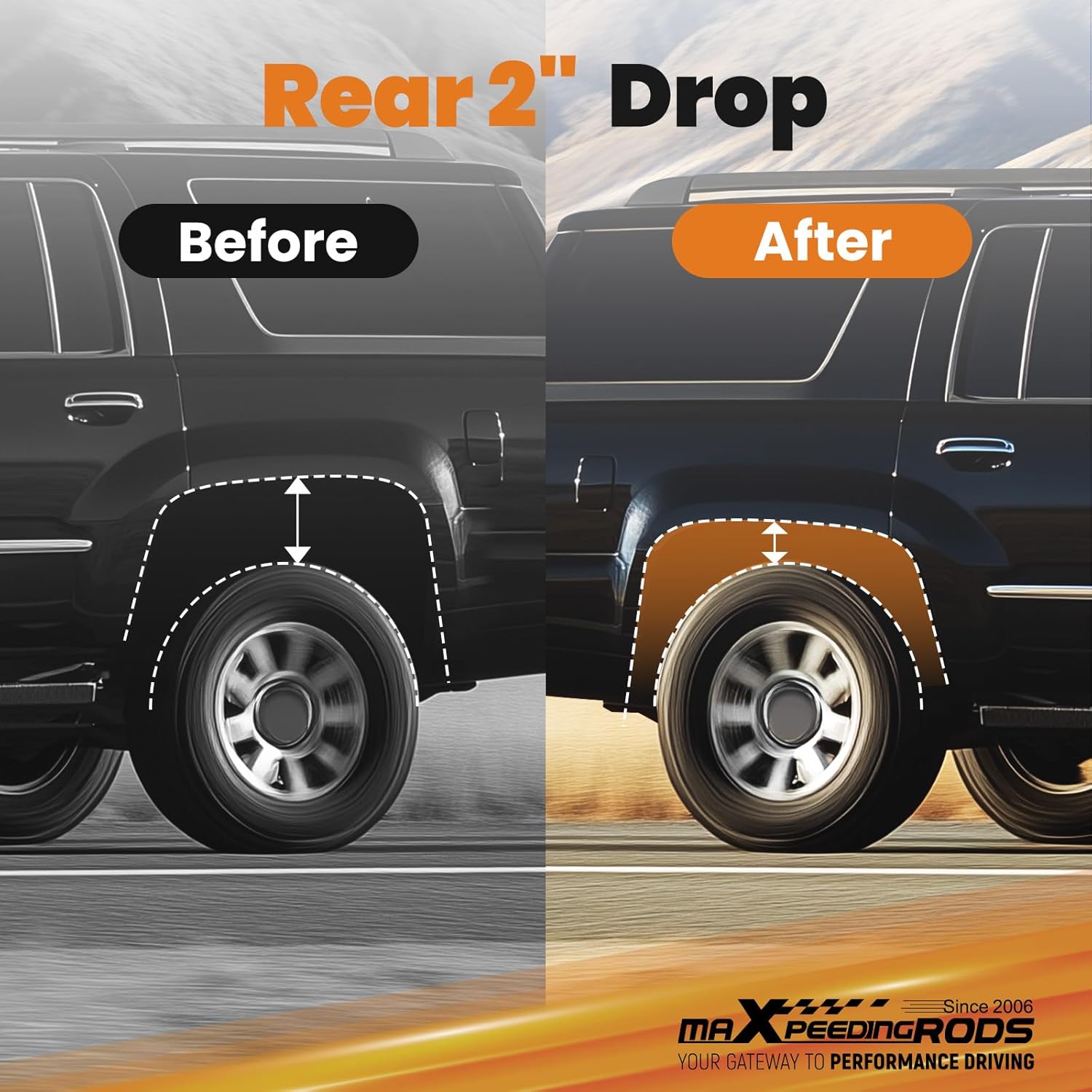 maXpeedingrods 6” Rear Lowering Kit for GM SUV 2007-2014, for Chevy Tahoe/Suburban/Avalanche 1500, for GMC Yukon/Yukon XL 1500, Drop Coil Spring Kit