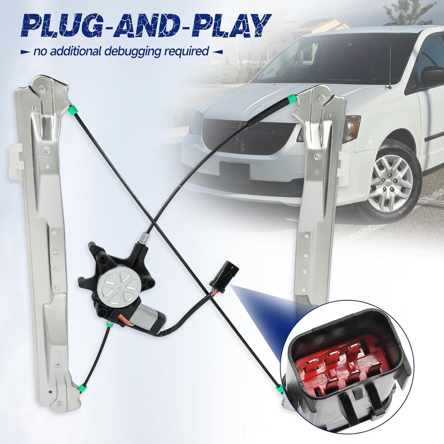 748-508 Front Driver Left Side Power Window Regulator with Motor Assembly Fit for Chrysler Town & Country 2008-2016, Dodge Grand Caravan 2008-2020, Ram C/V 2012-2015