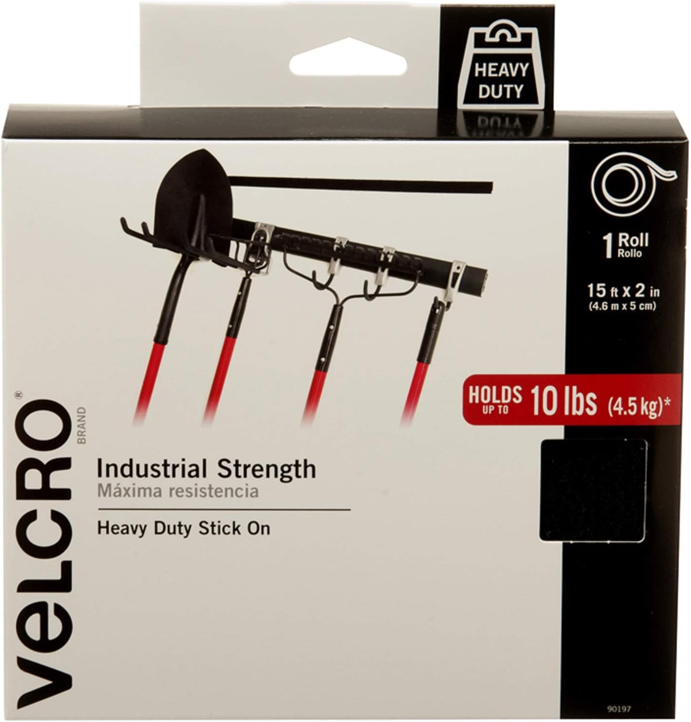 Amazon Com Velcro Brand Heavy Duty Tape With Adhesive 15 Ft X 2 In Holds 10 Lbs Black Industrial Strength Roll Cut Strips To Length Strong Hold For