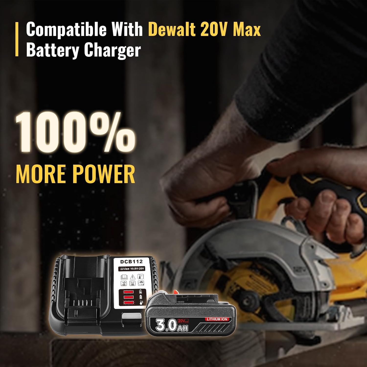 2Pack 20Volt 3.0Ah DCB201 Battery Replacement for Dewalt 20V Battery DCB200 DCB204 DCB206 DCD/DCF/DCG Series Compatible with Dewalt 20V Cordless Power Tools