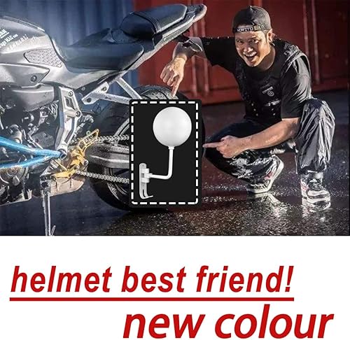 Miniatura 5 de SNAGMO - Soporte para casco de motocicleta de 180, soporte de metal giratorio para casco de motocicleta con 2 ganchos, colgador de casco para