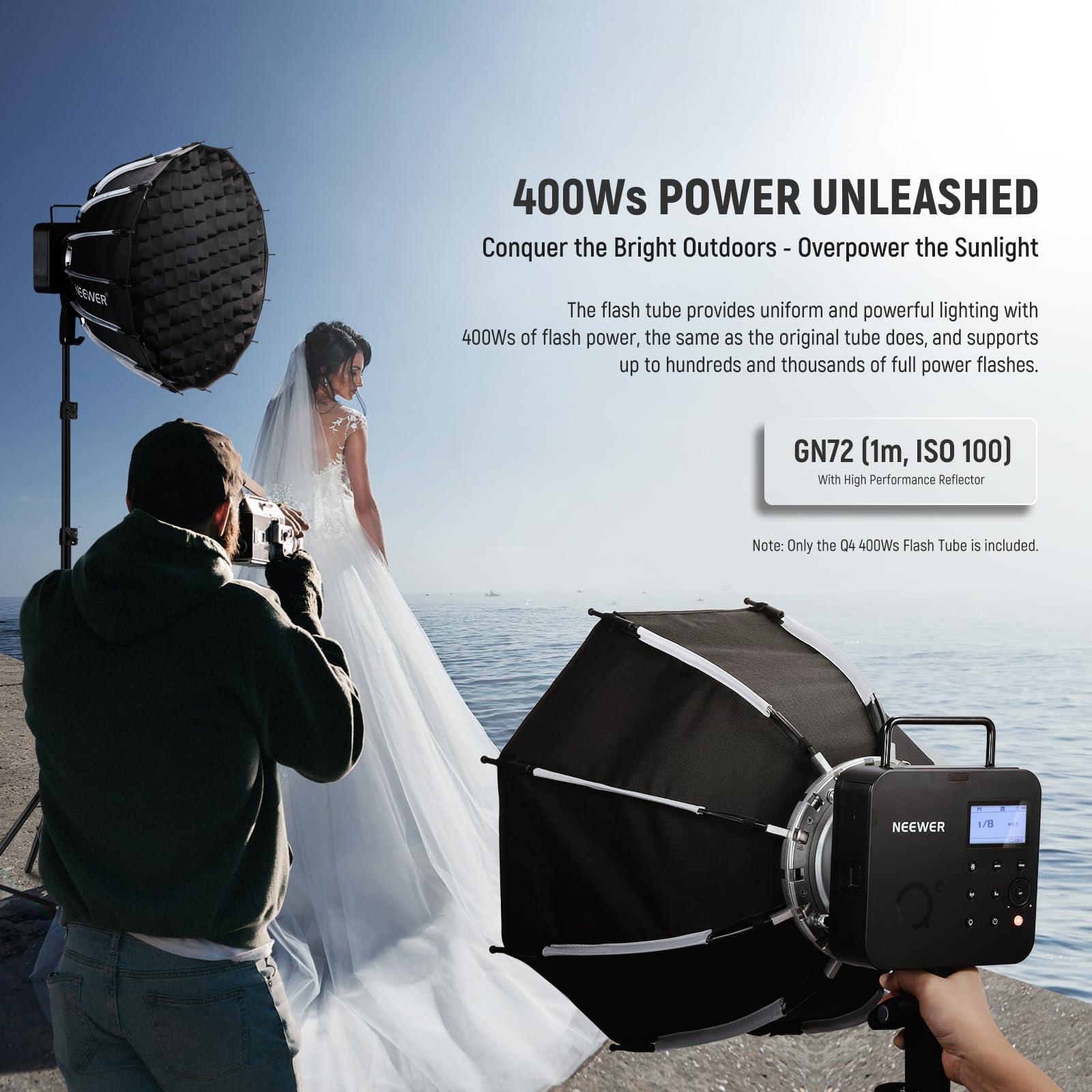 NEEWER Tubo per Flash Q4 400Ws Sostituzione Tubo Flash Nuda Lampadina per Flash da Studio Q4, Parti di Riparazione per Luci Fotografiche Solo per NEEWER Flash da Studio Luce Stroboscopica Q4