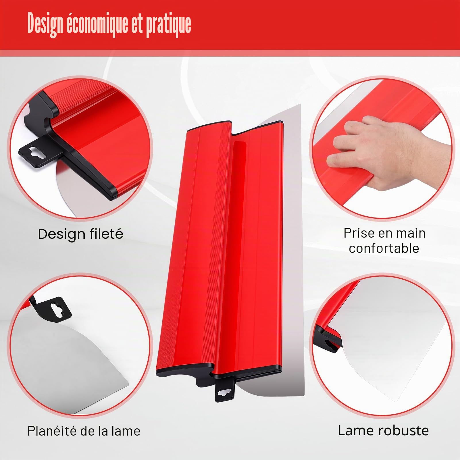 Skimming Blades Set, Ensemble de Lames à Lisser en Acier Inoxydable avec Poignée d'Extension, Rouleau a Enduire Placo et Lame pour Lissage des Profils (25cm+40cm+60cm) | Mastic en acier avec barre télescopique 2 m, rouleau anti-goutte et éponges de ponçag