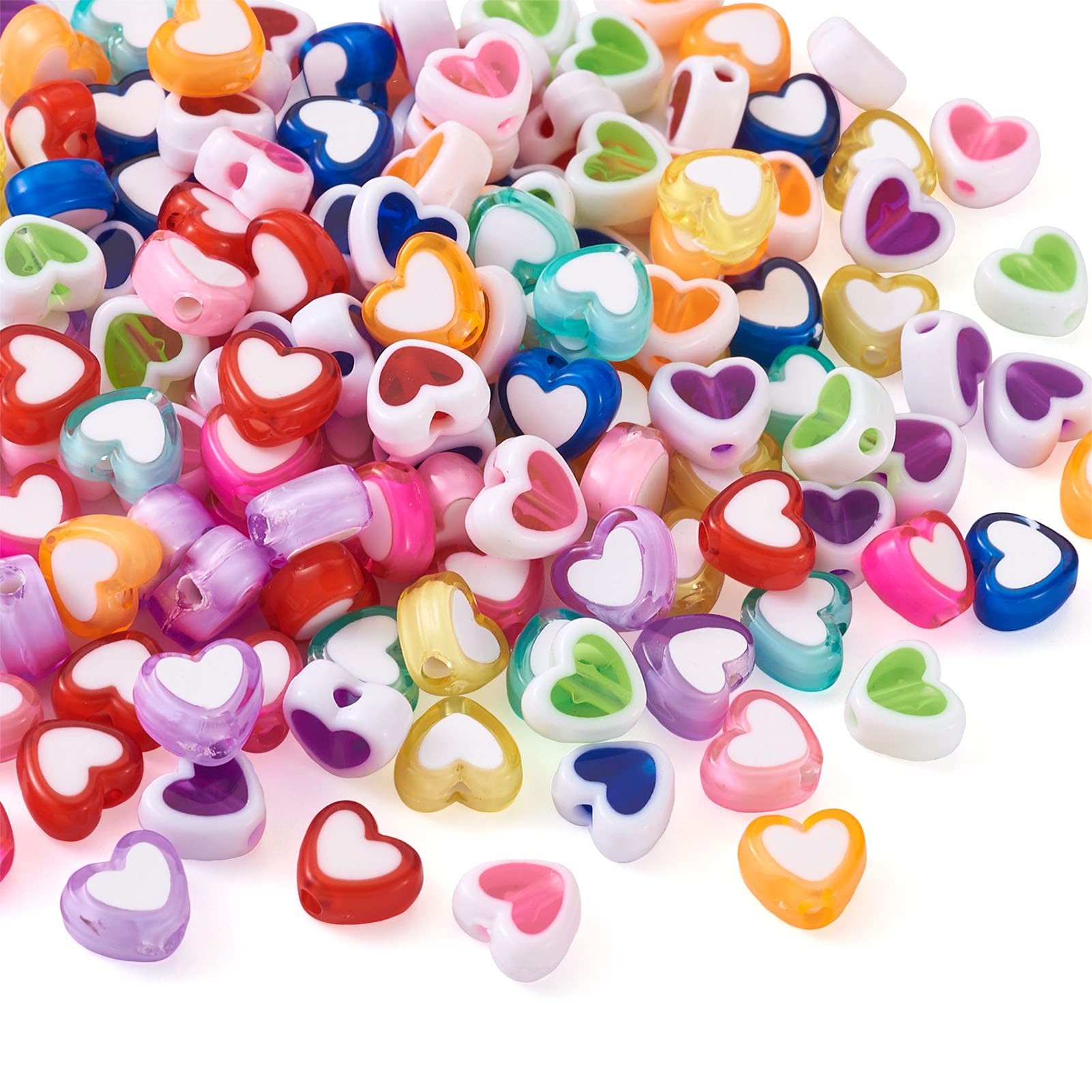 Beadthoven - 660 perline a forma di cuore in acrilico colore