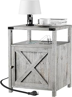 Farmhouse Farmhouse Nightstand with Charging Station