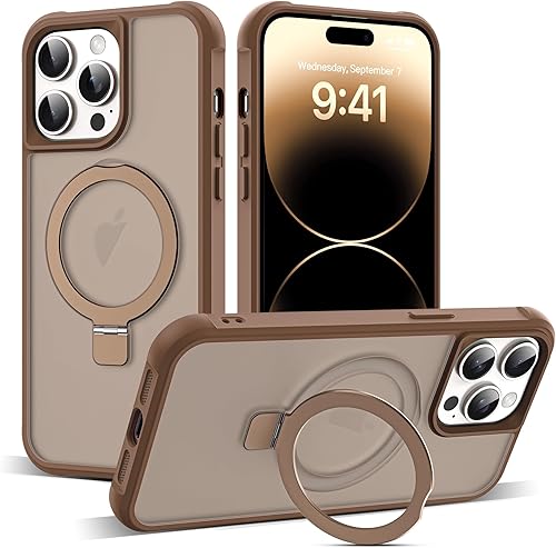 Miniatura 30 de Funda de grado militar compatible con iPhone 14 Plus de 6.7 pulgadas, con soporte magnético invisible tipo anillo, compatible con MagSafe y gran