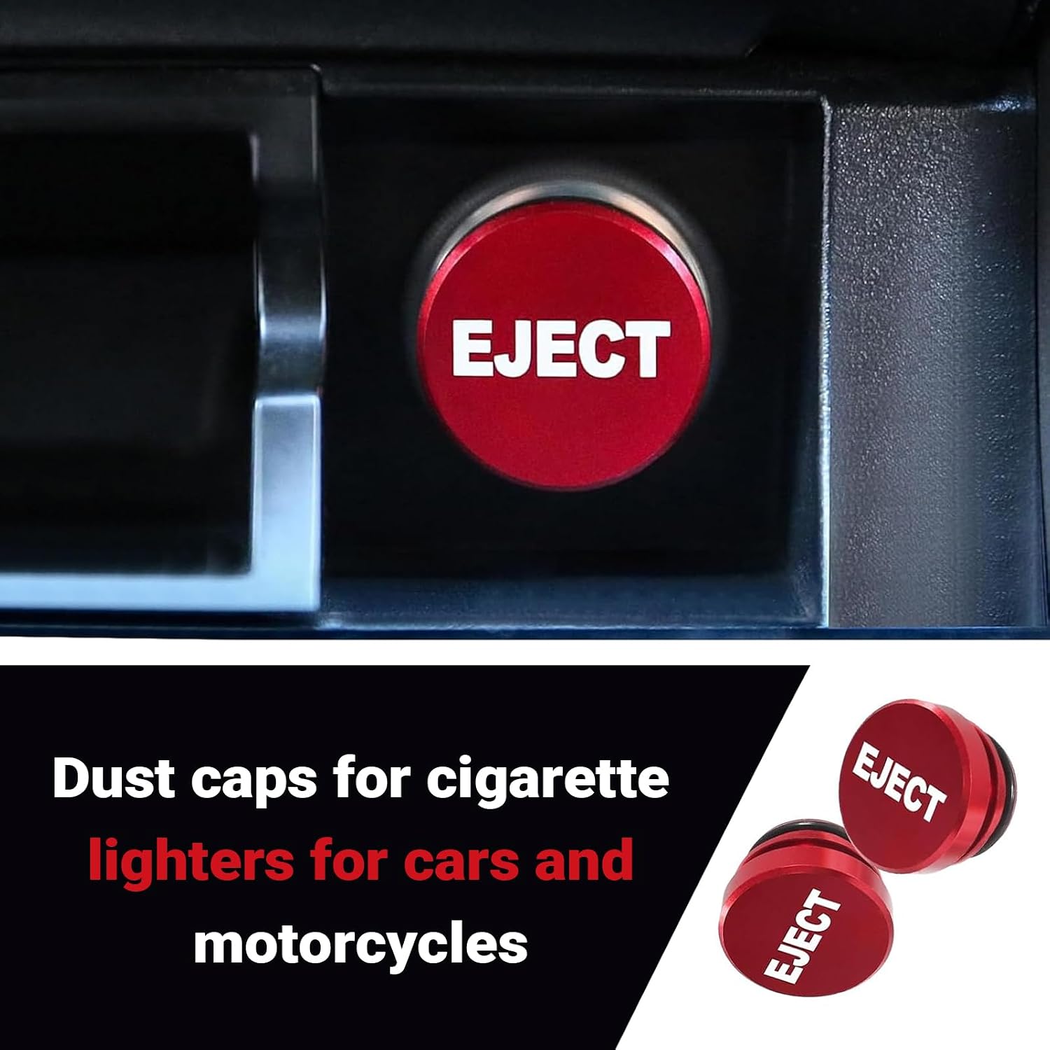2 PCS Car Cigarette Lighter Plug Cover Cap, Waterproof Eject/FIRE Missile Push-Button Cigarette Lighter Cover, Universal 12V Metal Cigarettes Lighters Plug-in Decorative Cover, for Cars (Red) image 5