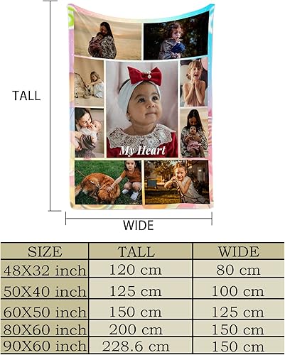 Miniatura 5 de Manta personalizada con collage de fotos de texto, manta personalizada suave con fotos, regalos personalizados para cumpleaños, Navidad, Halloween,
