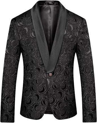 HBDesign 1 Piece 1 Button Shawl Collar Embossing Suits Jacket