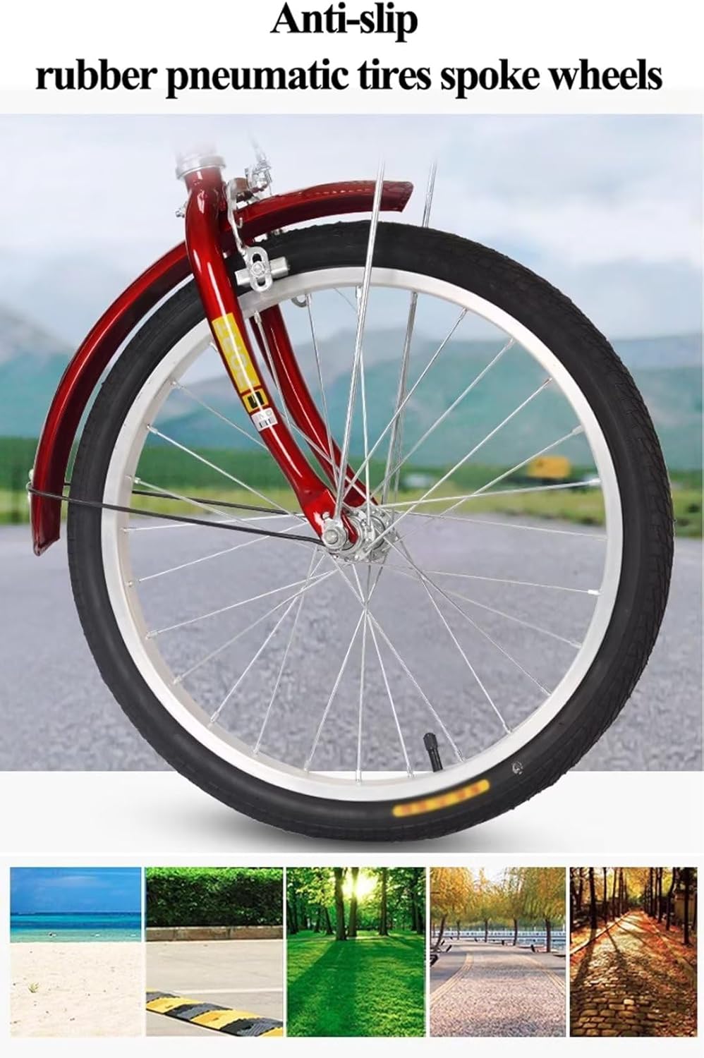 Rickshaw Pedal Tricycle with Large Vegetable Baskets,Cargo Scooter trikes,Rear Steel Basket,Leisure Shopping cart Cruiser Bikes with Sensitive Brake,Saddle/Handlebar Height Adjustable (Redd 20inch)