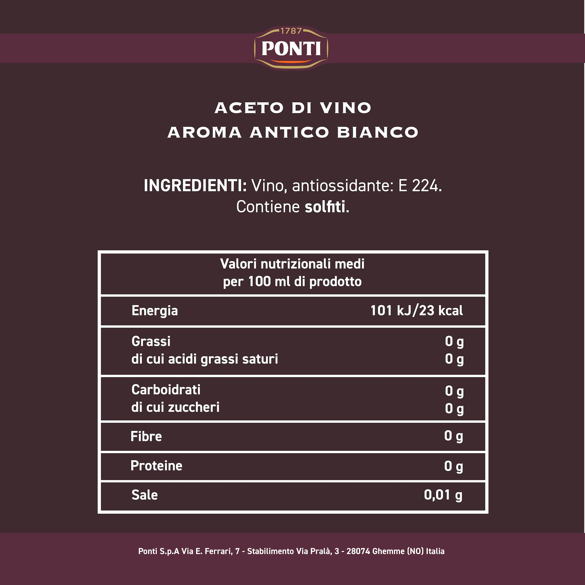Ponti, Aceto Aroma Antico Bianco, Personalità Decisa e Gusto Raffinato, Ideale per Esaltare gli Aromi di Insalate, Verdure, Salse e Marinature, 100% Made in Italy, 12 Bottiglie da 500 ml