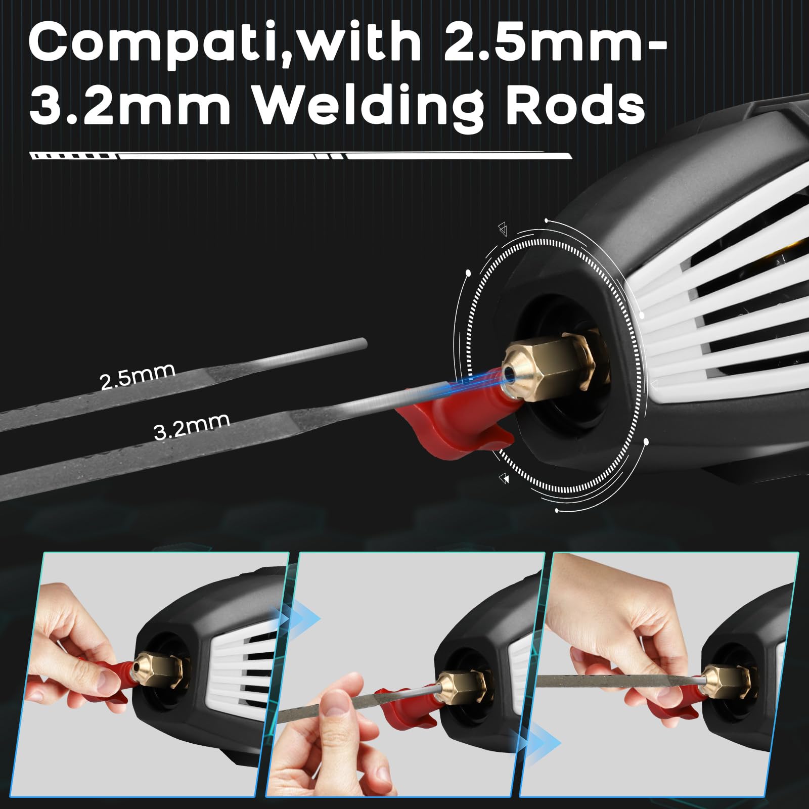 Tragbares Handschweißgerät 220V, ARC Elektroden Schweißgerät mit IGBT-Wechselrichter, laser schweißpistole für Schweißstäbe 3/32-1/8 (2.5-3.2 mm), Lichtbogenschweißgerät (Grau)