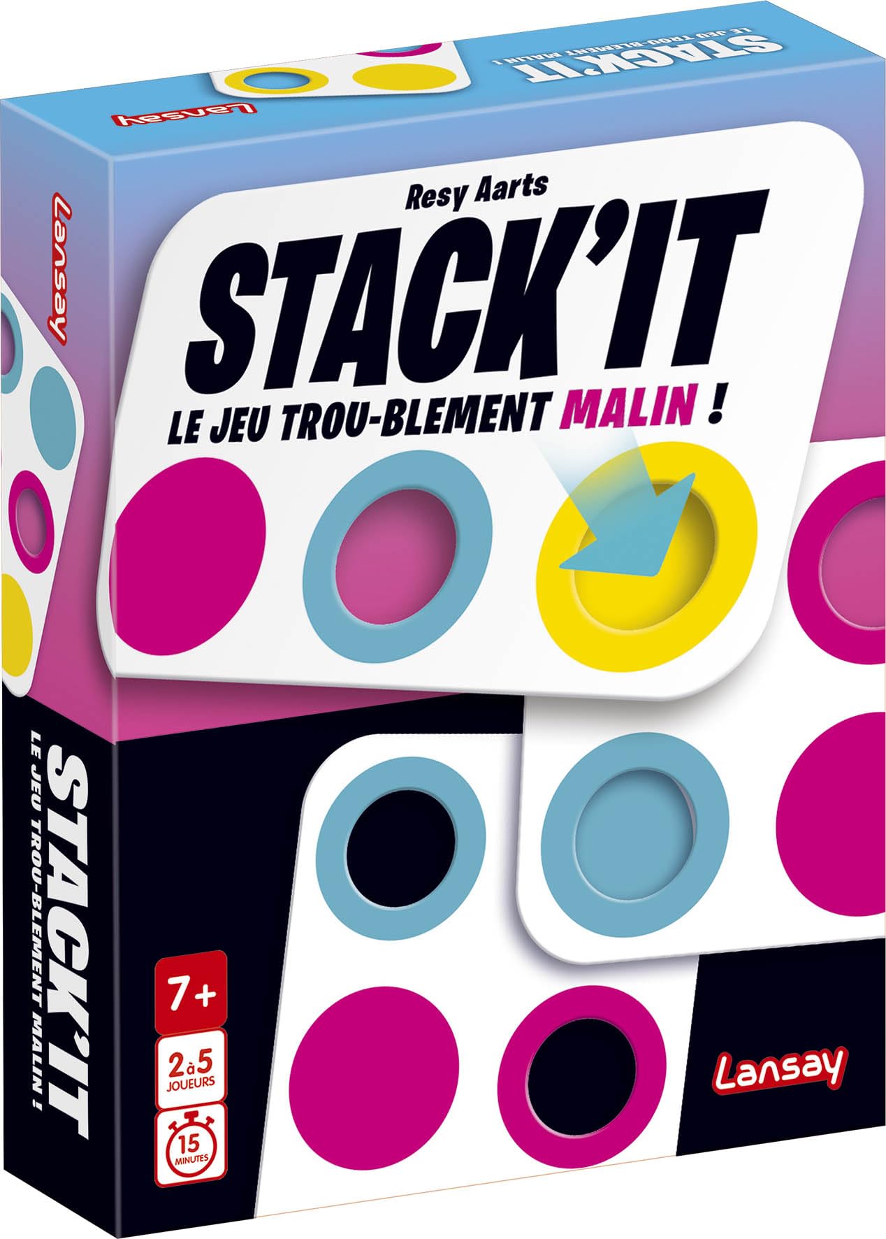 Lansay | Stack'IT – Tactical and Logic Card Game for the Whole Family | Combines Colours and Perforated Holes | Thought, Observation and Strategy | 2 to 6 Players | Ages 7 and Above | Compact Size