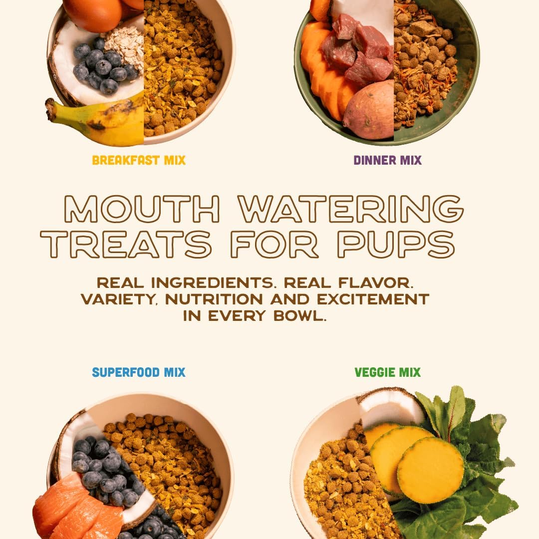 Smart Cookie Natural Dog Food Topper - Variety Pack - Dog Meal Mixer for All Ages - Food Topper for Picky Eaters and Boosting Nutrition - Includes Egg, Beef, Veggie & Salmon - 15 oz Each (4 Pack)