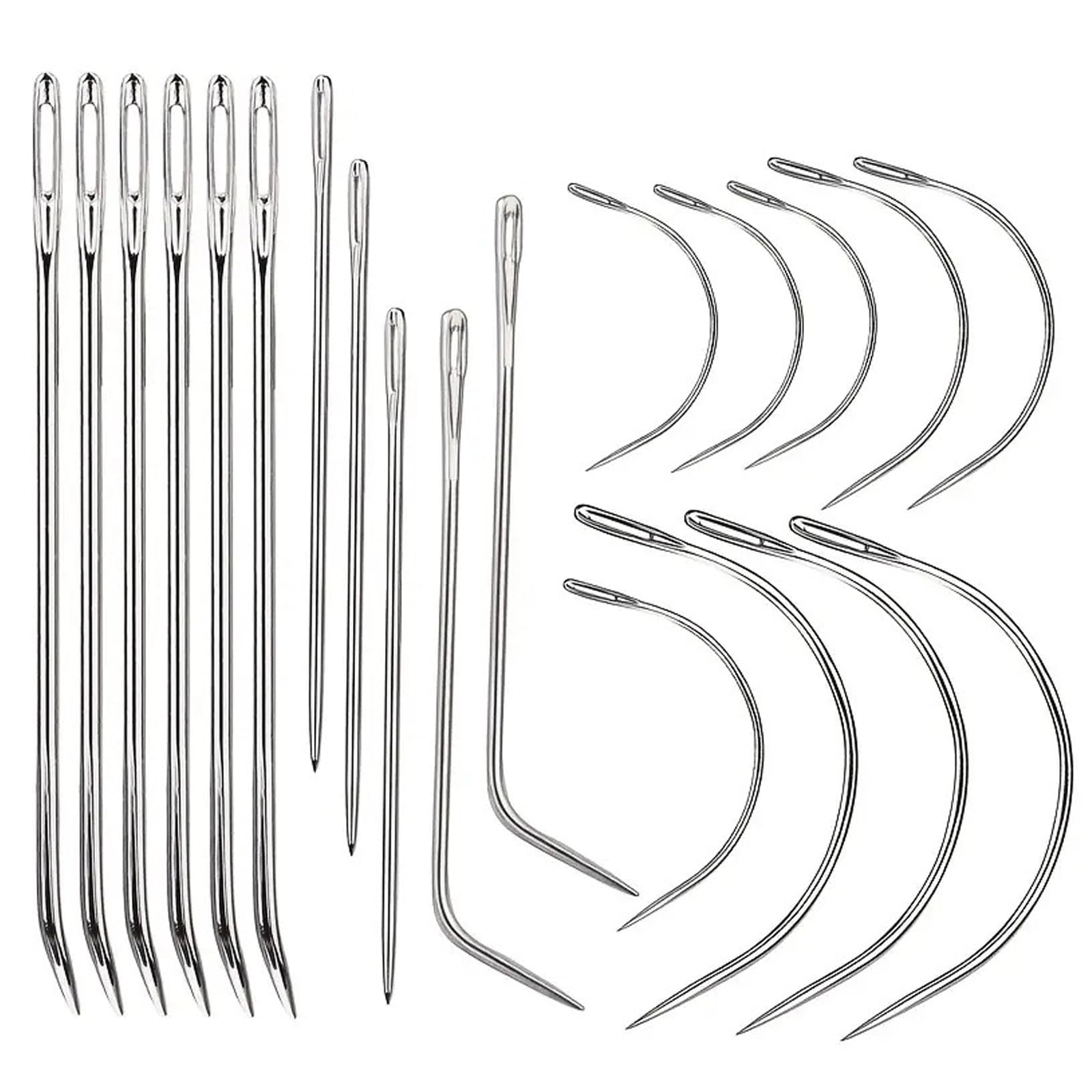 20 Pcs Heavy Duty Hand Sewing Leather Needles Kit,Curved Sewing Needles,for Upholstery,Leather,Carpet,Canvas Repai