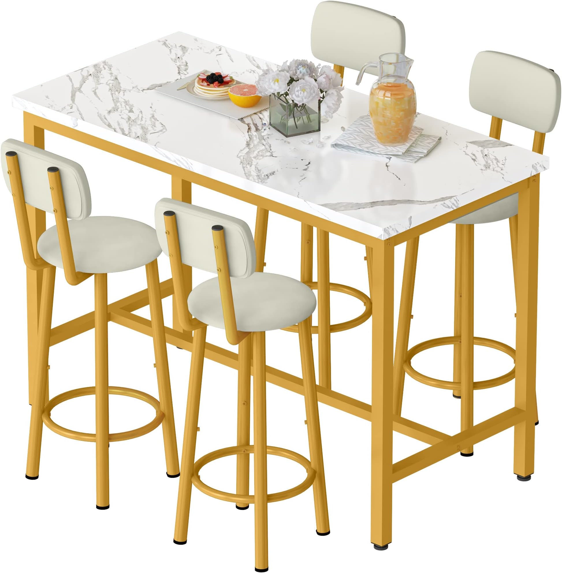 AWQM Dining Table, White & Gold