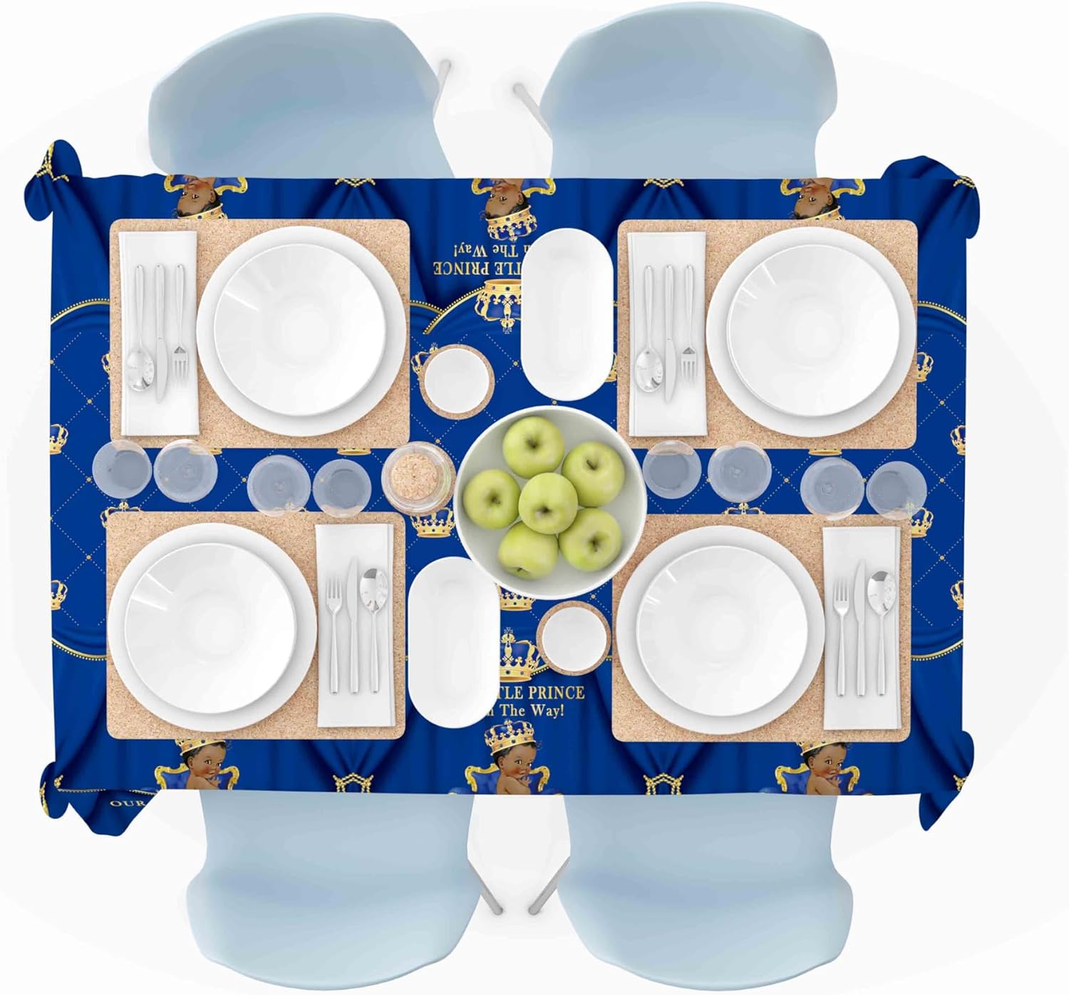 Buerhanerry 6 Pack Royal Prince Tablecloths Baby Shower Table Cover, Little Prince Baby Shower Decorations, 108" x 54" Royal Blue Prince Birthday Party Supplies for Boys Kids