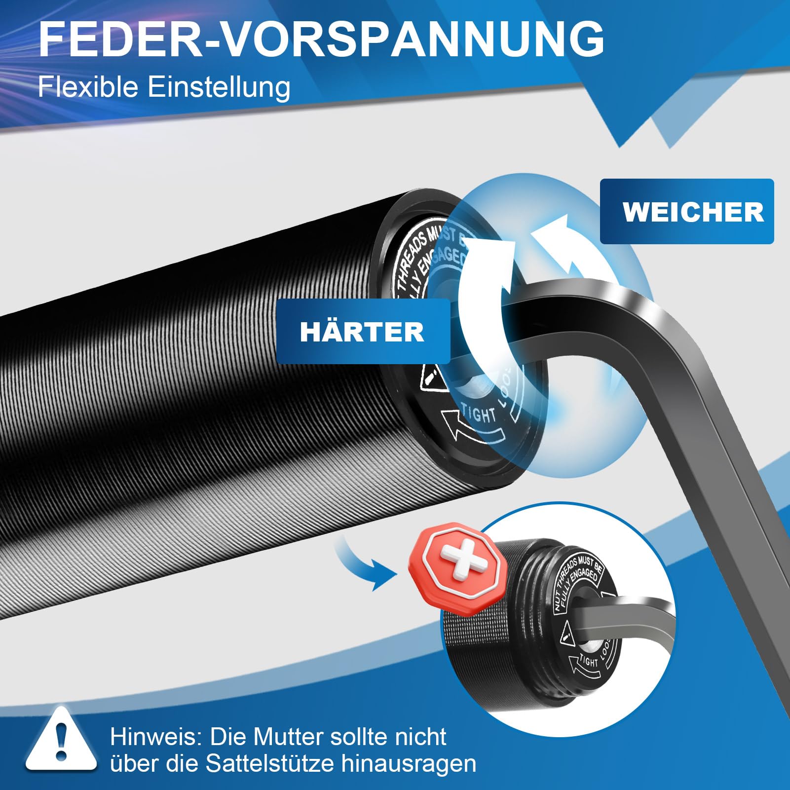 MAIKEHIGH Sattelstütze Gefedert, Aluminiumlegierung Sattelstütze 27,2/30,9/31,6mm Sattelstange Federung Federsattelstütze mit 2 Adapter 2 Federn für MTB, Trekking City Bike, Rennrad, E-Bike, Downhill