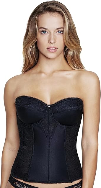 Dominique Womens Lace Longline Corset Bustier Bra #8949 Strapless Bra Seamless Full Figure Support - Lingerie for women