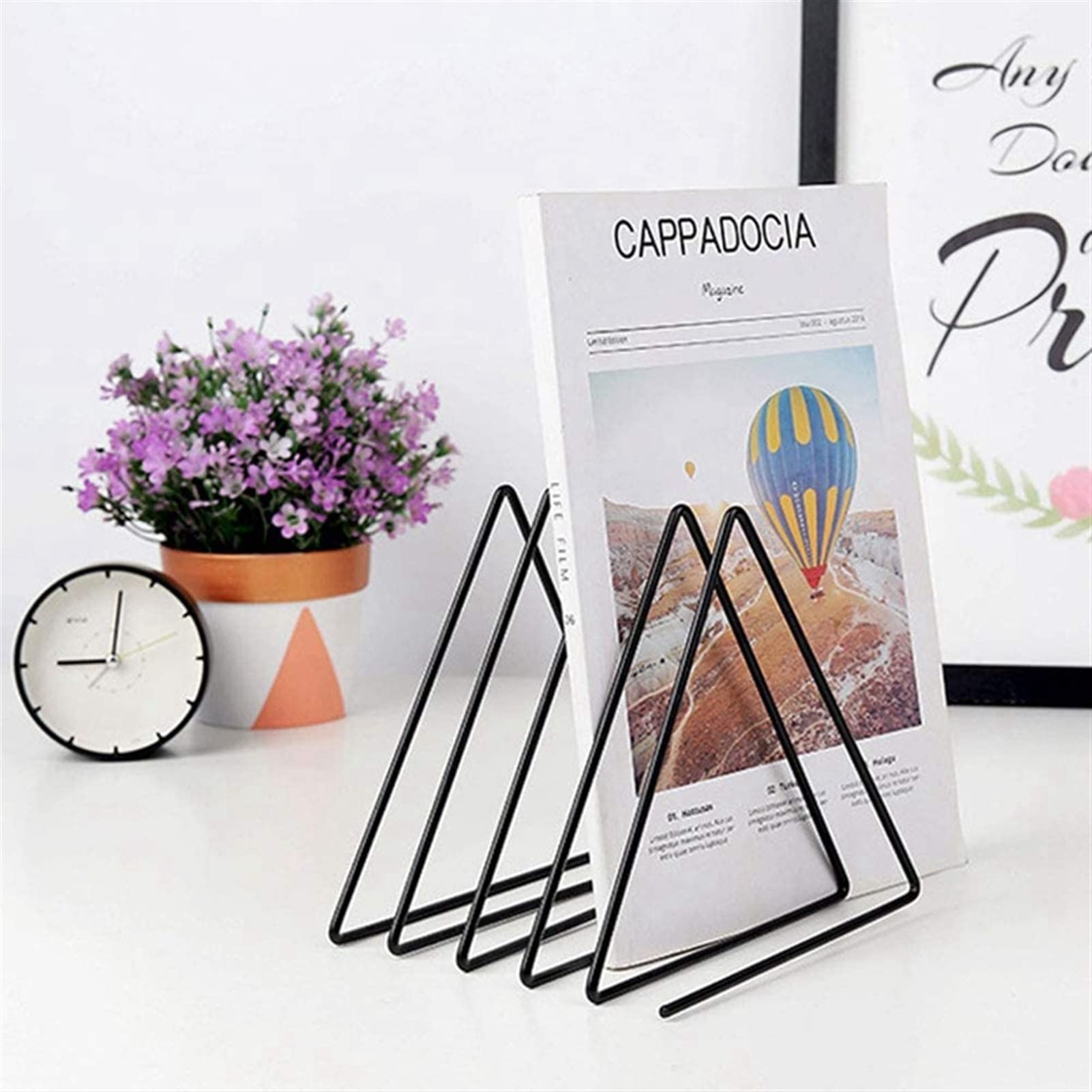 Portaoggetti da scrivania, Portadocumenti Moderno in Metallo Triangolare, fermalibri da scrivania con Decorazione per Sala Studio, portariviste