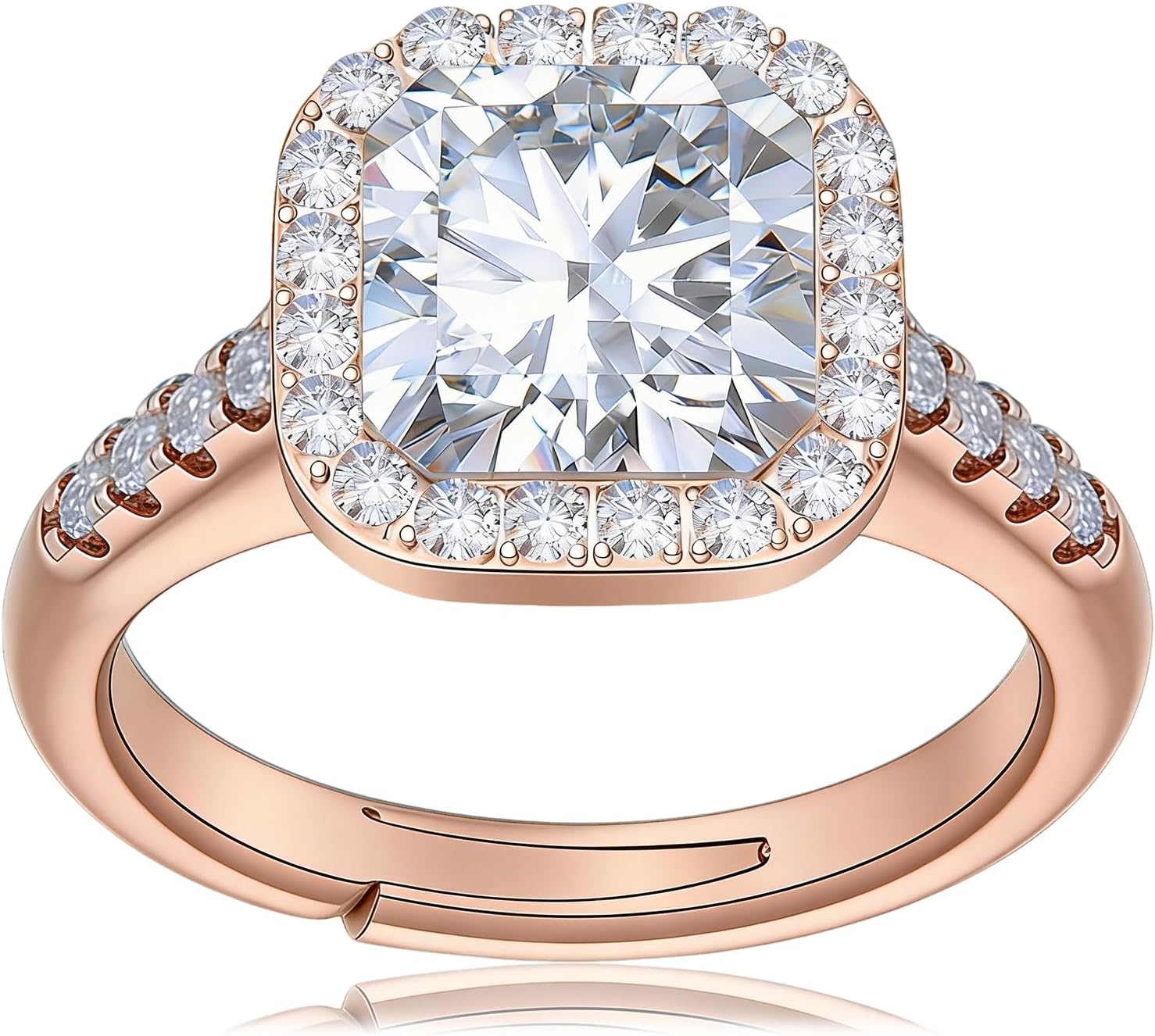 Engagement Rings for Women, Wedding Band for Women，Brilliant D Color VVS1 Clarity Lab Created Rings 14K Gold Vermeil Ring for Women Jewelry Gifts Adjustable Ring 4-10