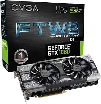 EVGA GeForce GTX 1080 FTW2 DT Gaming 8GB GDDR5X iCX - 9 Thermal Sensors & RGB G/P/M Graphic Cards (08G-P4-6684-KR)