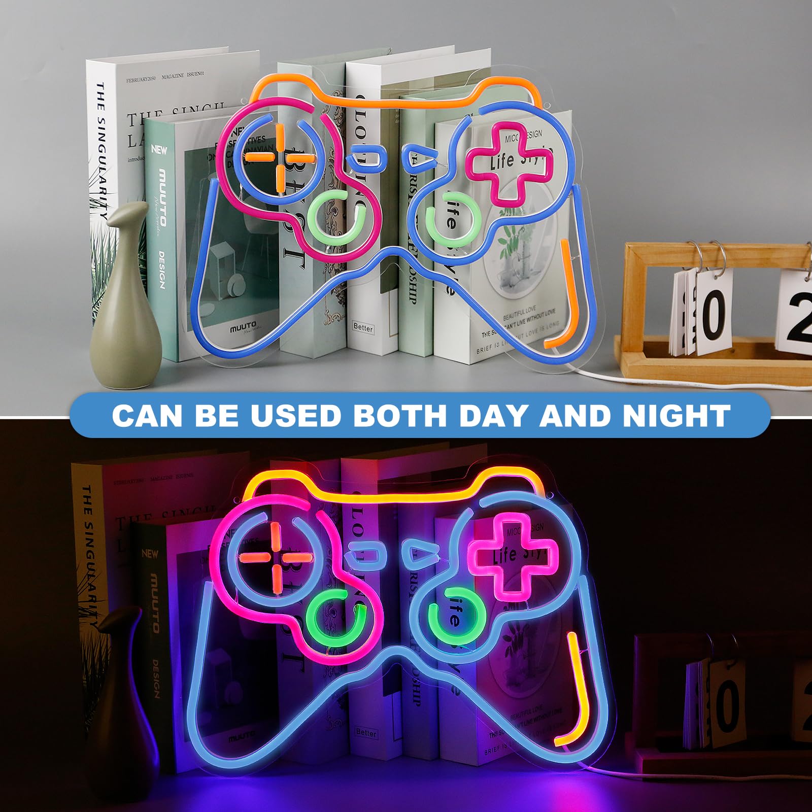 Neonlicht Schild, LED-Umgebungslicht, Leuchtreklame, Gaming Zone Panda Lichtzeichen, Neonschilder für Spielzimmer Wand, Spielzimmer, Kinderzimmer, Schlafzimmer, Wohnzimmer Wanddekorationen (Gamepad)