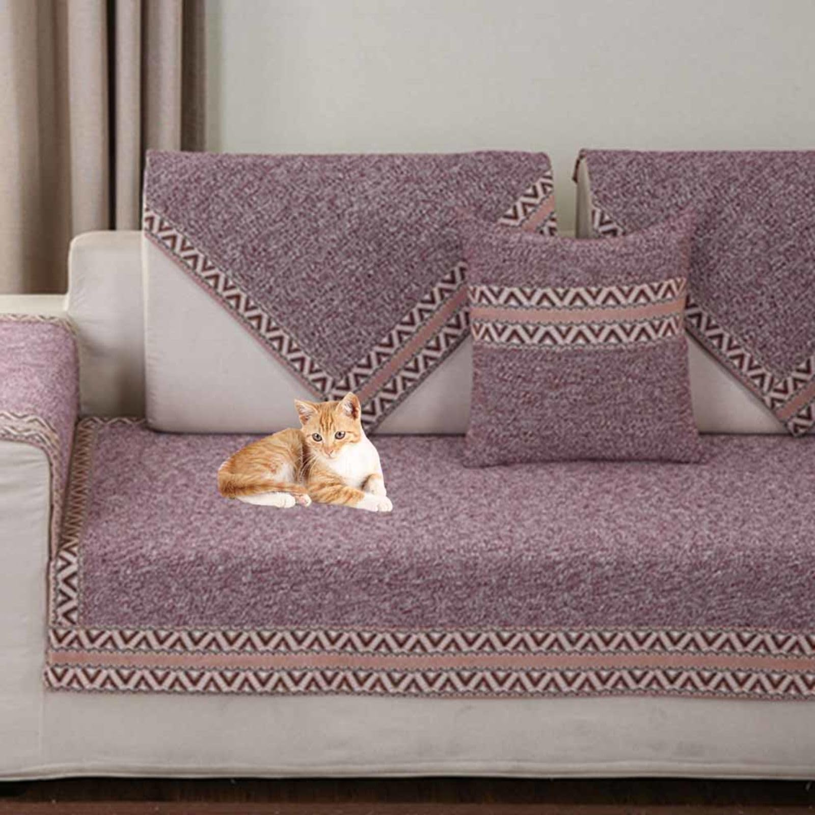Racib Funny Fuzzy Corner Non Slip Velvet Sofa Slipcovers Waterproof Couch Covers Dog Protector Apply To L Shape 1-4 Seater Z-90x160cm