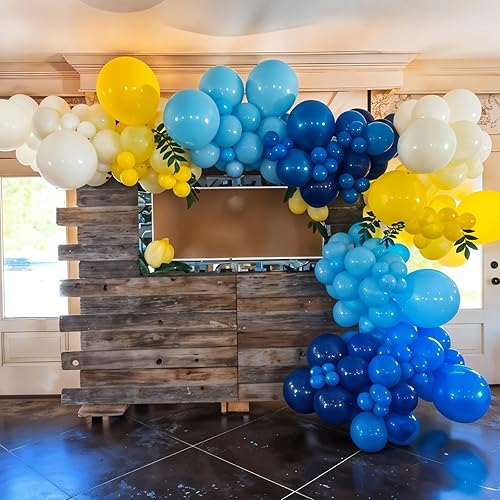 Miniatura 7 de Decoraciones de fiesta de esponja de dibujos animados, kit de arco de guirnalda de globos con temática de esponja, arco de globo transparente