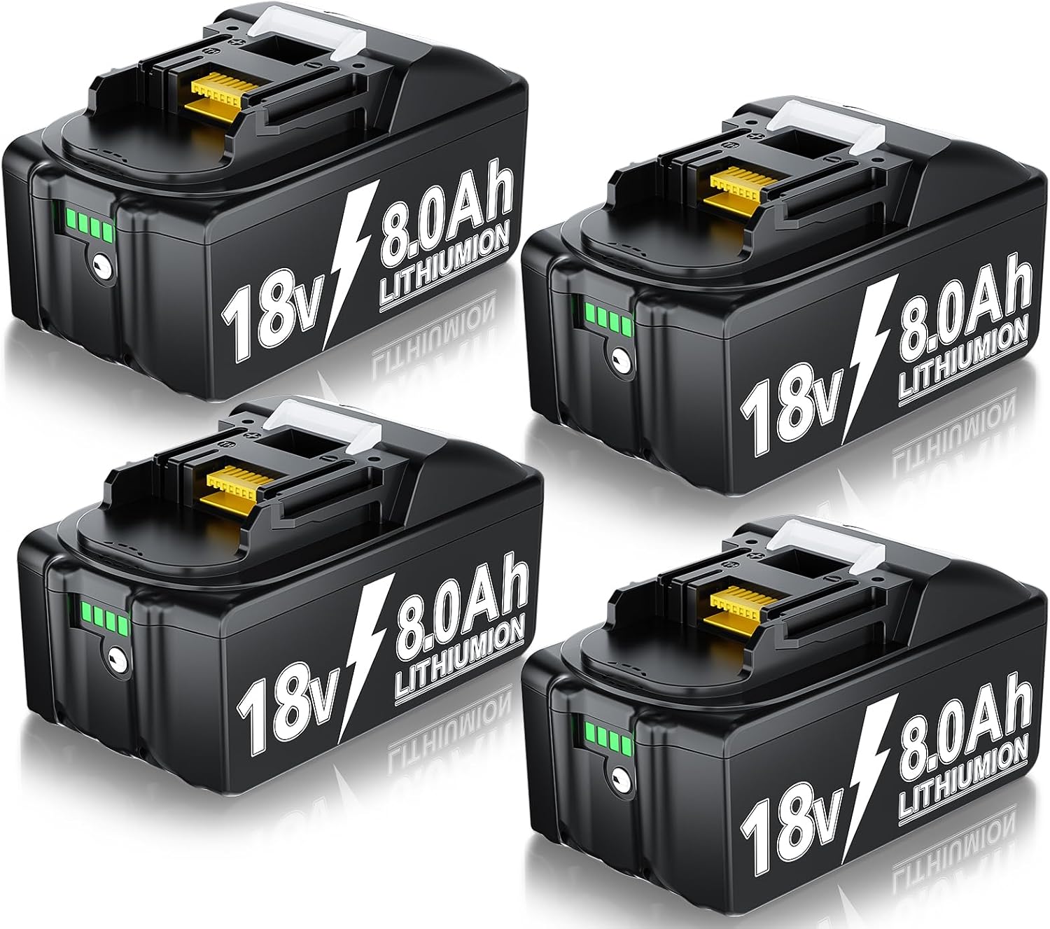 4-Pack 8000mAh Battery Replacement for Makita 18V Battery Compatible with Makita Battery 18 Volt BL1860 BL1850B BL1840B BL1830B BL1815 Cordless Power Tools and Chargers