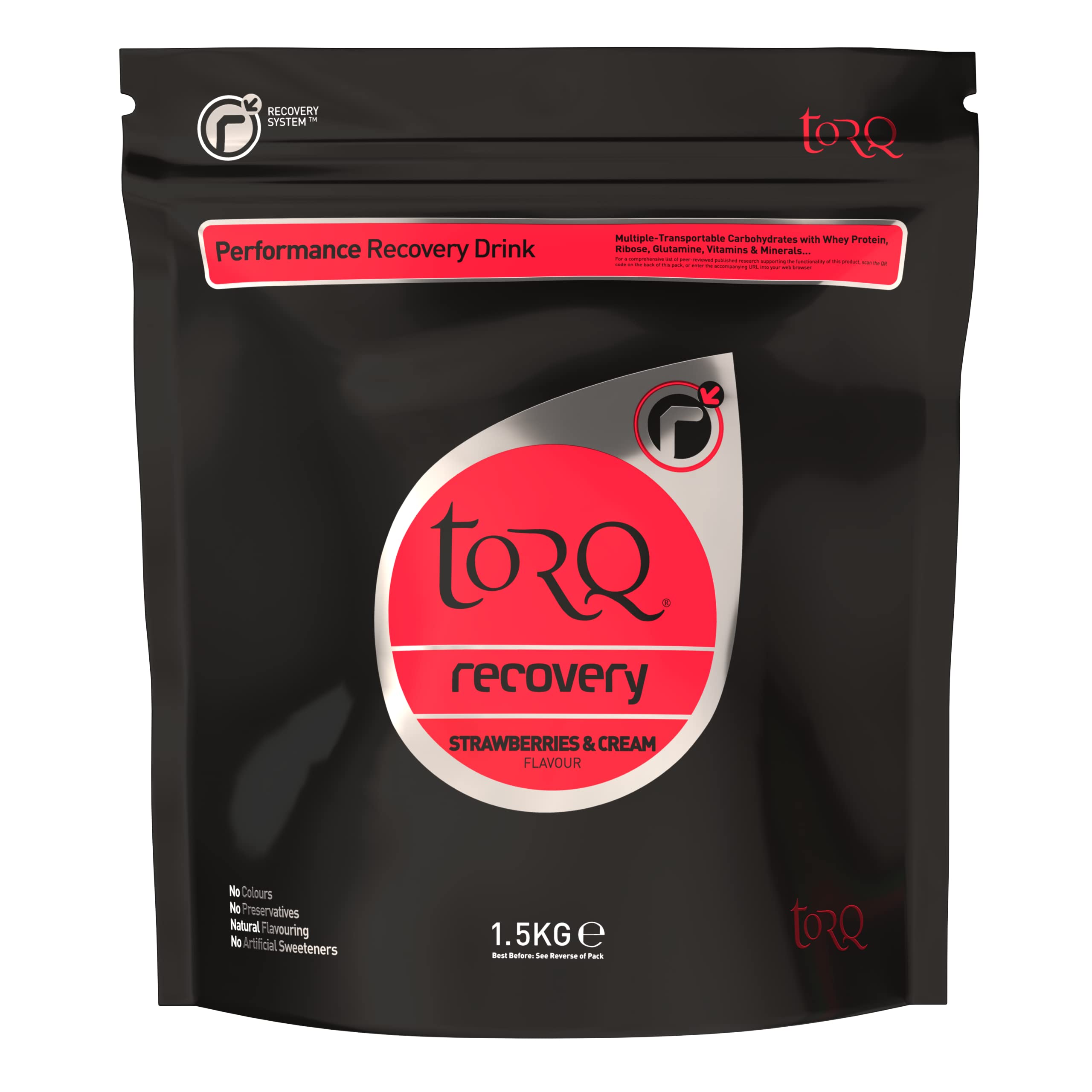 Torq Recovery Drink Strawberries & Cream - Rapid Recovery Drink Powder -Whey Protein Isolate/Glutamine/Ribose - Post Workout Protein Powder, 11.5 g of Protein, 30 Servings - 1.5kg