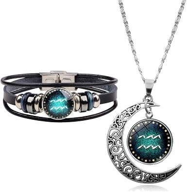 2 Pcs Aquarius Constellation Necklace 
