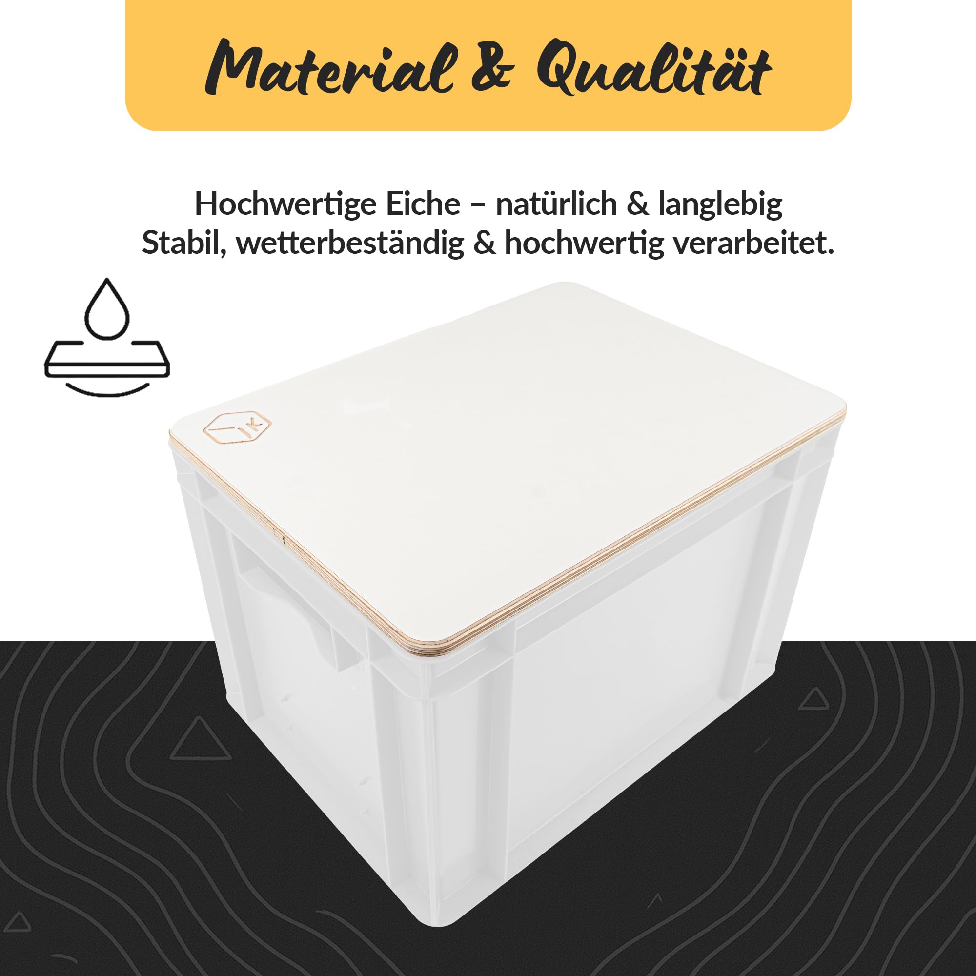 KYOOB Eurobox-Auflage 40x30 cm – multifunktionale Tischplatte & Sitzfläche - Weiß | Abdeckung für Euroboxen mit integriertem Flaschenöffner | leicht, stabil & ideal für Camping & Outdoor