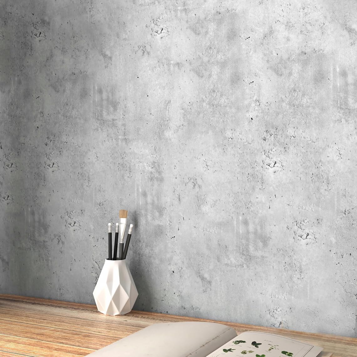 LACHEERY 15.8"x275" Limewash Wallpaper Peel and Stick Light Grey Concrete Wallpaper for Bedroom Gray Concrete Contact Paper Peel and Stick Lime Wash Cement Wall Paper Roll for Bathroom Walls Counters
