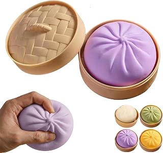 Giant Glitter Dumpling, Giant Dumpling Squishy, Mega Rainbow Dumplings, Cute Anxiety Relief Fidget Toy, Soft Squeeze Decompression Dough for Adults