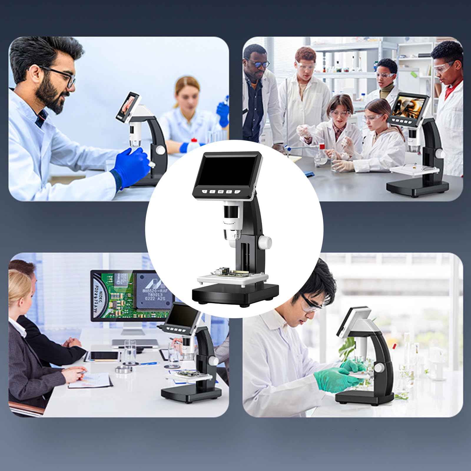 Microscopio digitale professionale 1080P con 8 luci LED e batteria ricaricabile Ideale per microscopio LCD per monete e ispezione