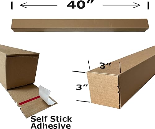 Miniatura 2 de (50 cajas) Productos excepcionales  40 x 3 x 3 pulgadas  Cajas altas de cartón corrugado  Tubos de envío largos  Cartón de cartón kraft extra fuerte