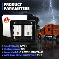 Vista 4 de Yuanone Espejo inferior de cristal apto para Kenworth T680 T880, con descongelación, pequeño espejo gran angular pieza de repuesto