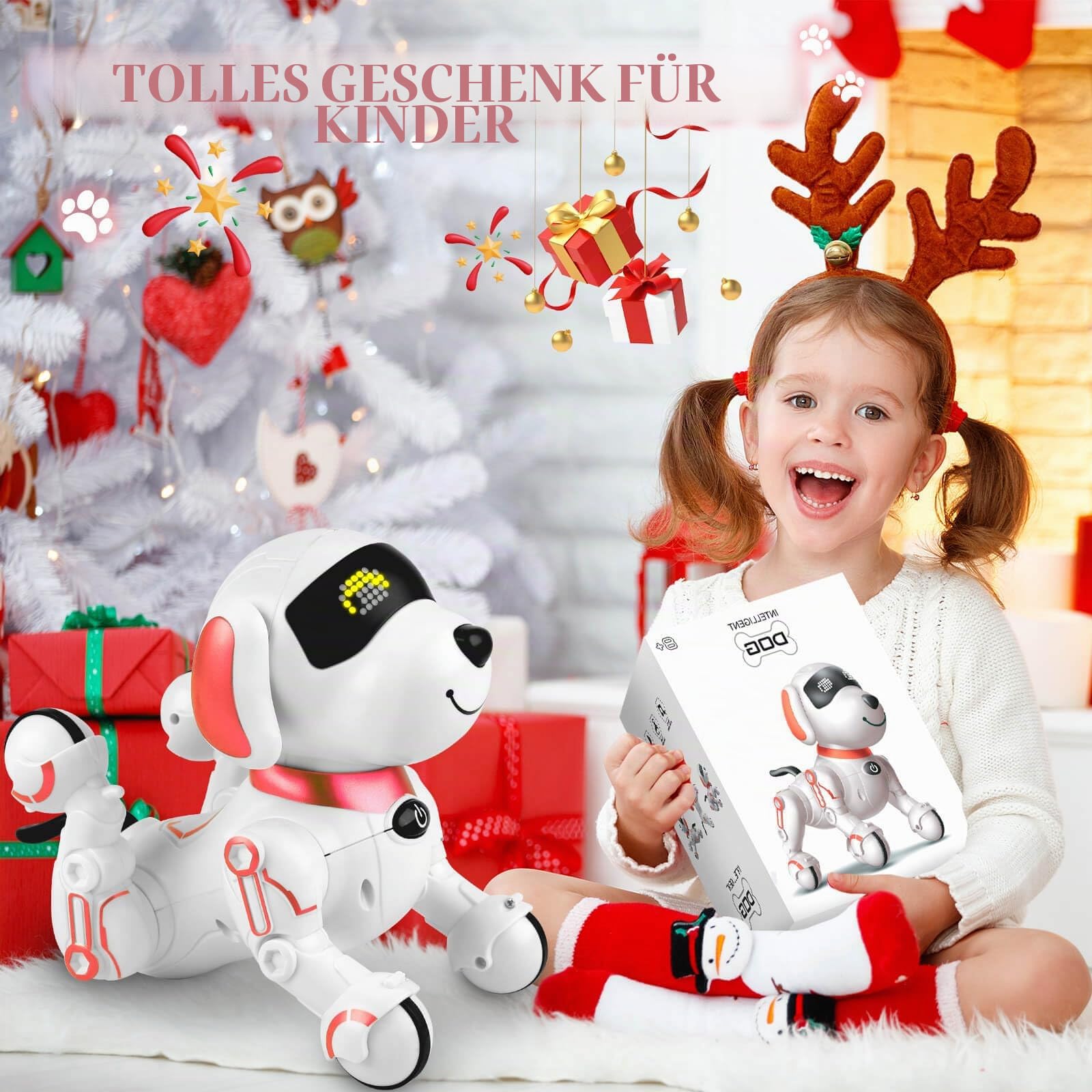 Chridark Roboter Hund für Kinder Roboterhund Spielzeug Ferngesteuerter Robo Hund Digitales Little Robot Pets Kinderspielzeug Spielzeug für 3-8 Jahre Junge Mädchen Geschenk Geburtstag Spielsachen
