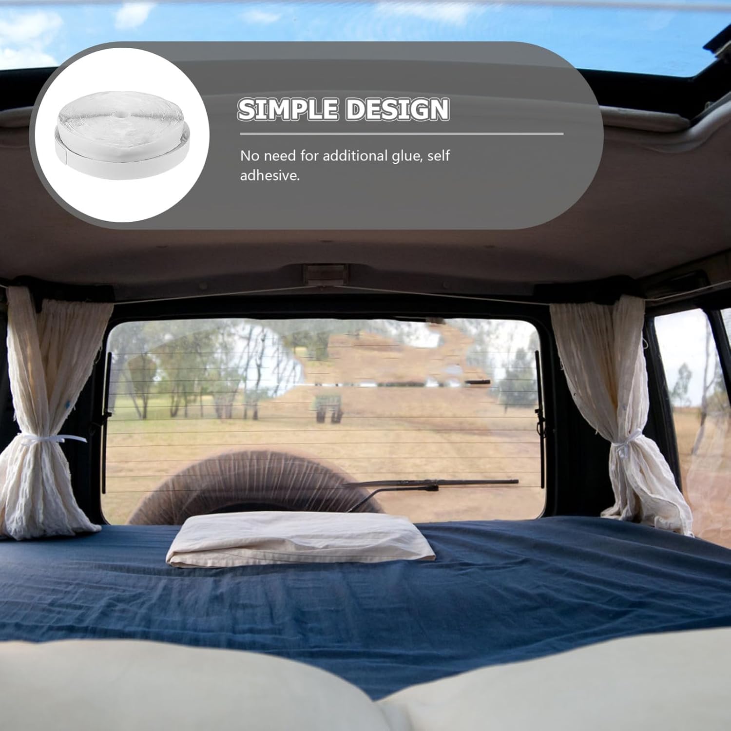 Luxshiny Double-Sided Hook and Loop Tape 25m Tape for Carpet Window Car Mat Self-Adhesive Strips Strong Fixing Adhesive for Home and Car