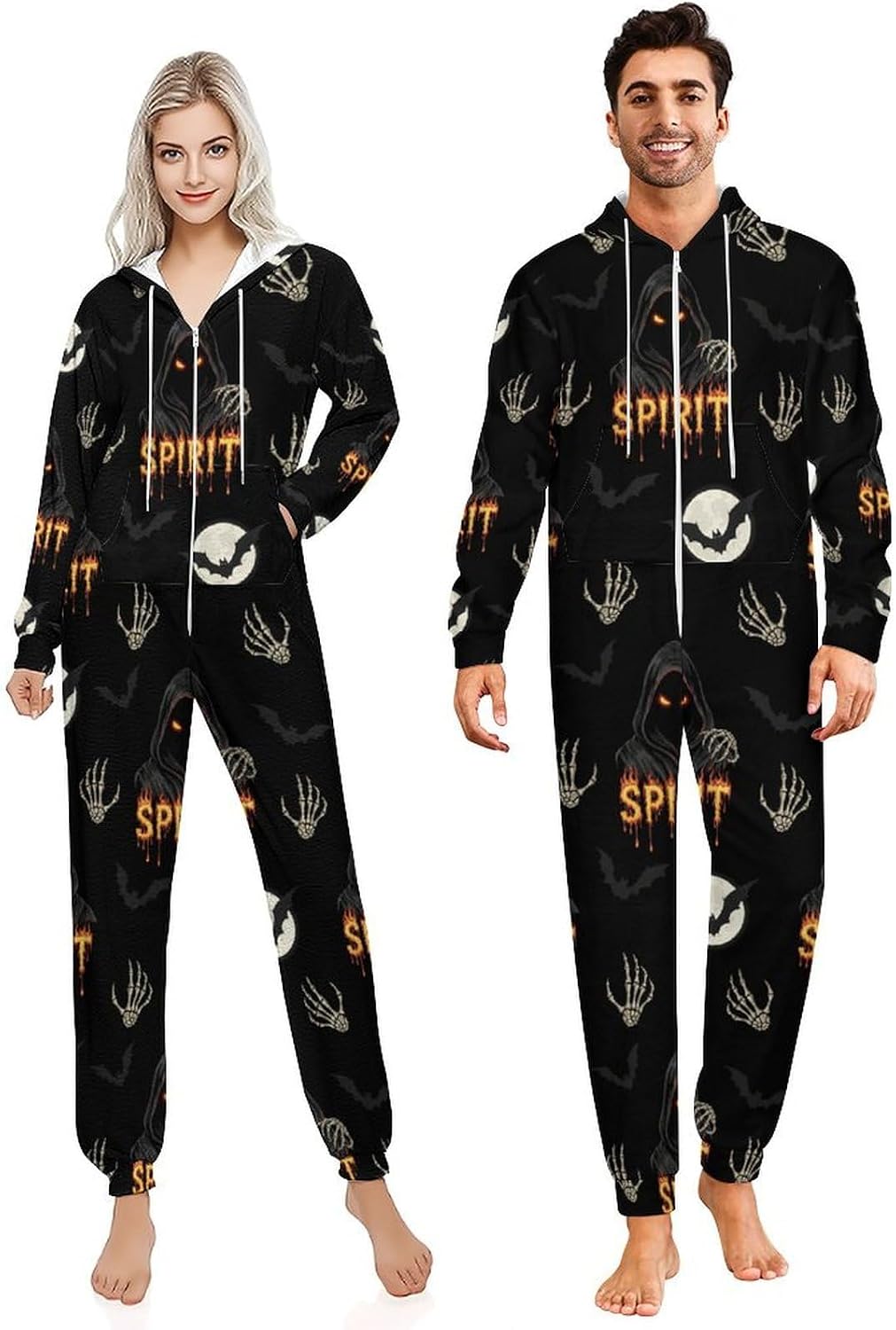 Adult Onesie Pajamas Sleepwear Jumpsuit Hooded Zipper for Women Men Costume Loungewear