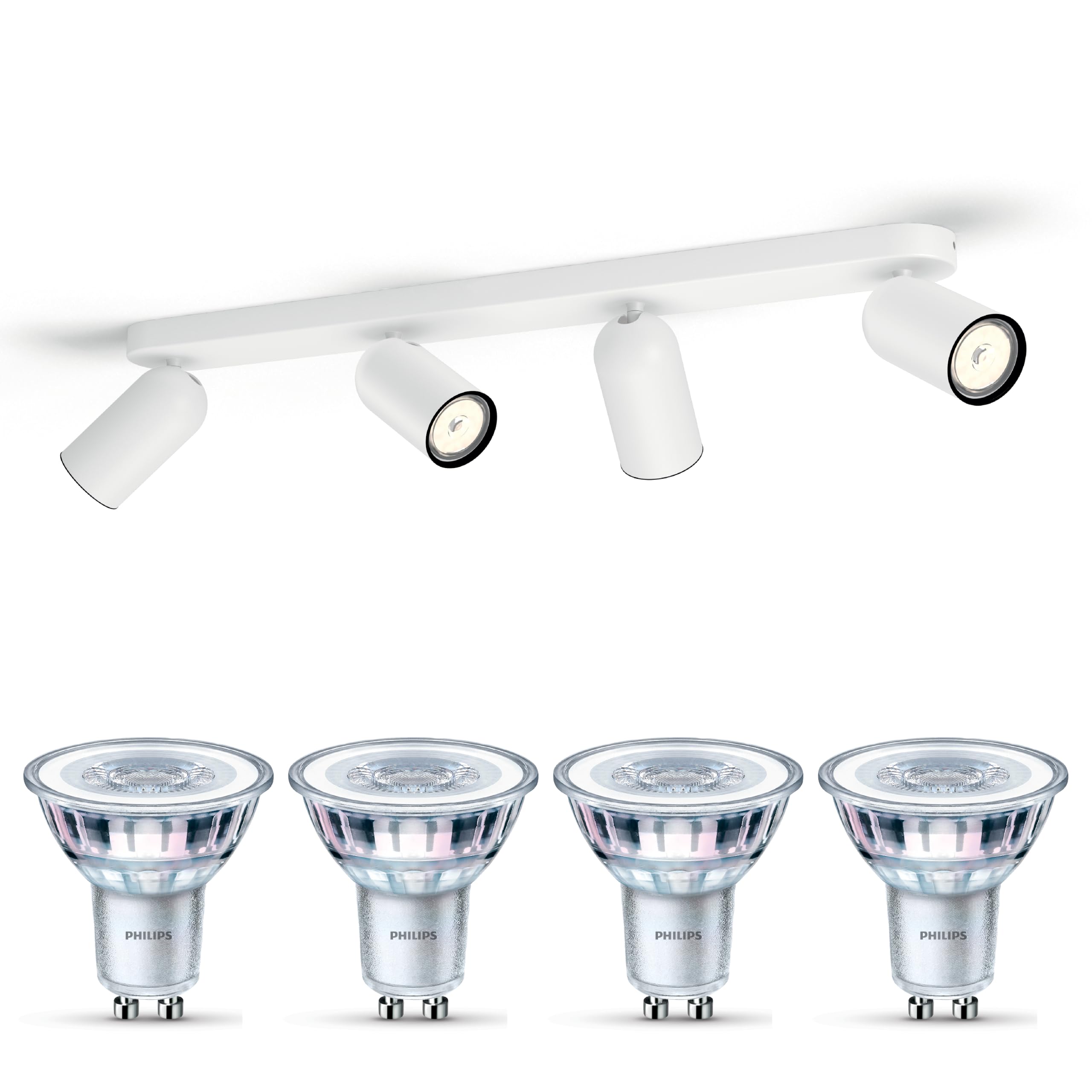 Philips Pongee Faretto (Bianco) - 4 luci - Non dimmerabile | Faretto da soffitto - GU10 - Bianco caldo
