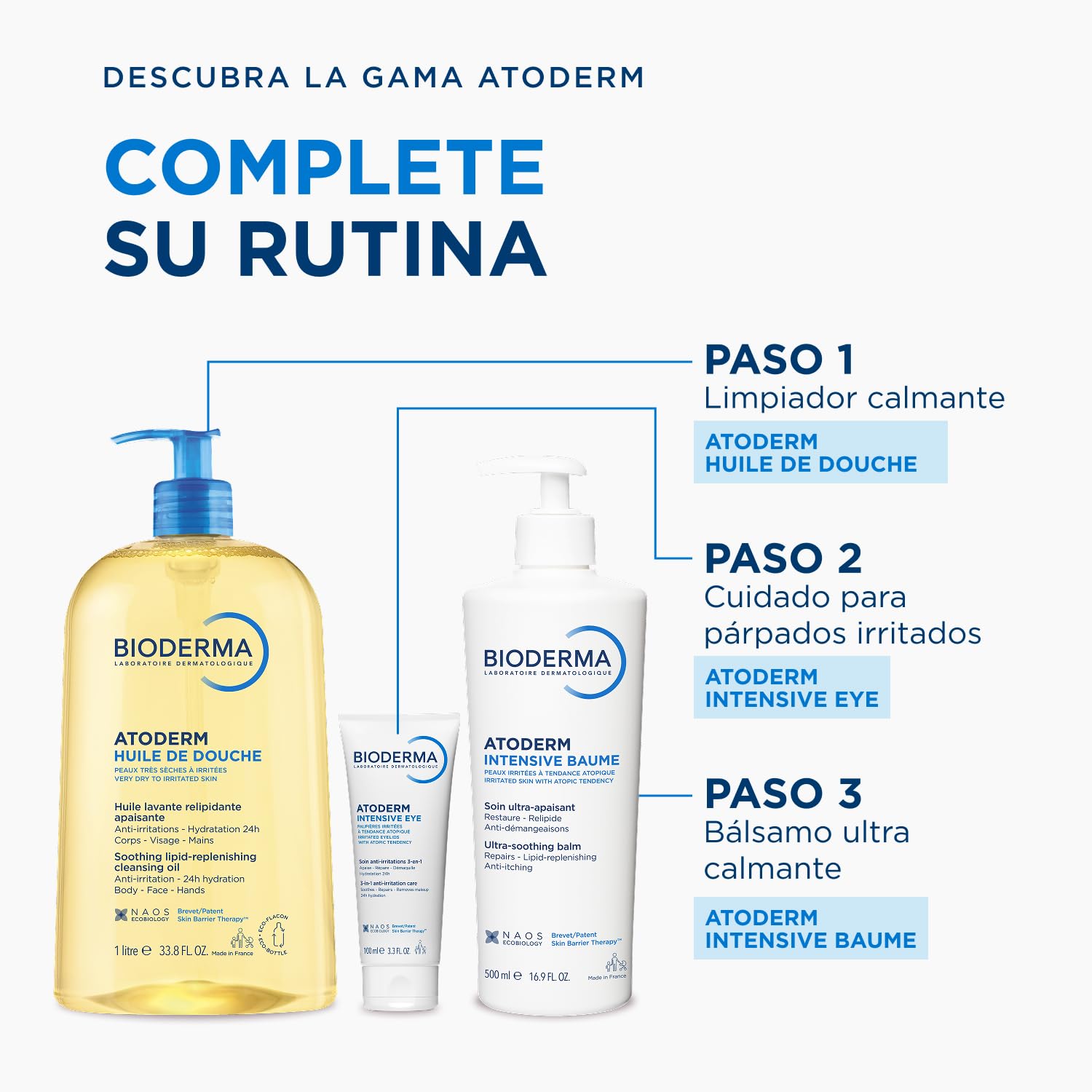 BIODERMA Atoderm Intensive Eye - Trattamento Palpebrale 3-in-1 Detergente, Lenitivo e Riparatore - Buona Base per il Trucco - Pelle molto Secca e Irritata con Tendenza Atopica - Tubo da 100 ml