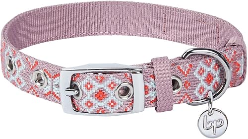 Miniatura 3 de Blueberry Pet Collar de perro ajustable trenzado con hebilla de metal, cuello de 9 a 12.5 pulgadas, con 3 patrones, diseño de cardo tribal moderno