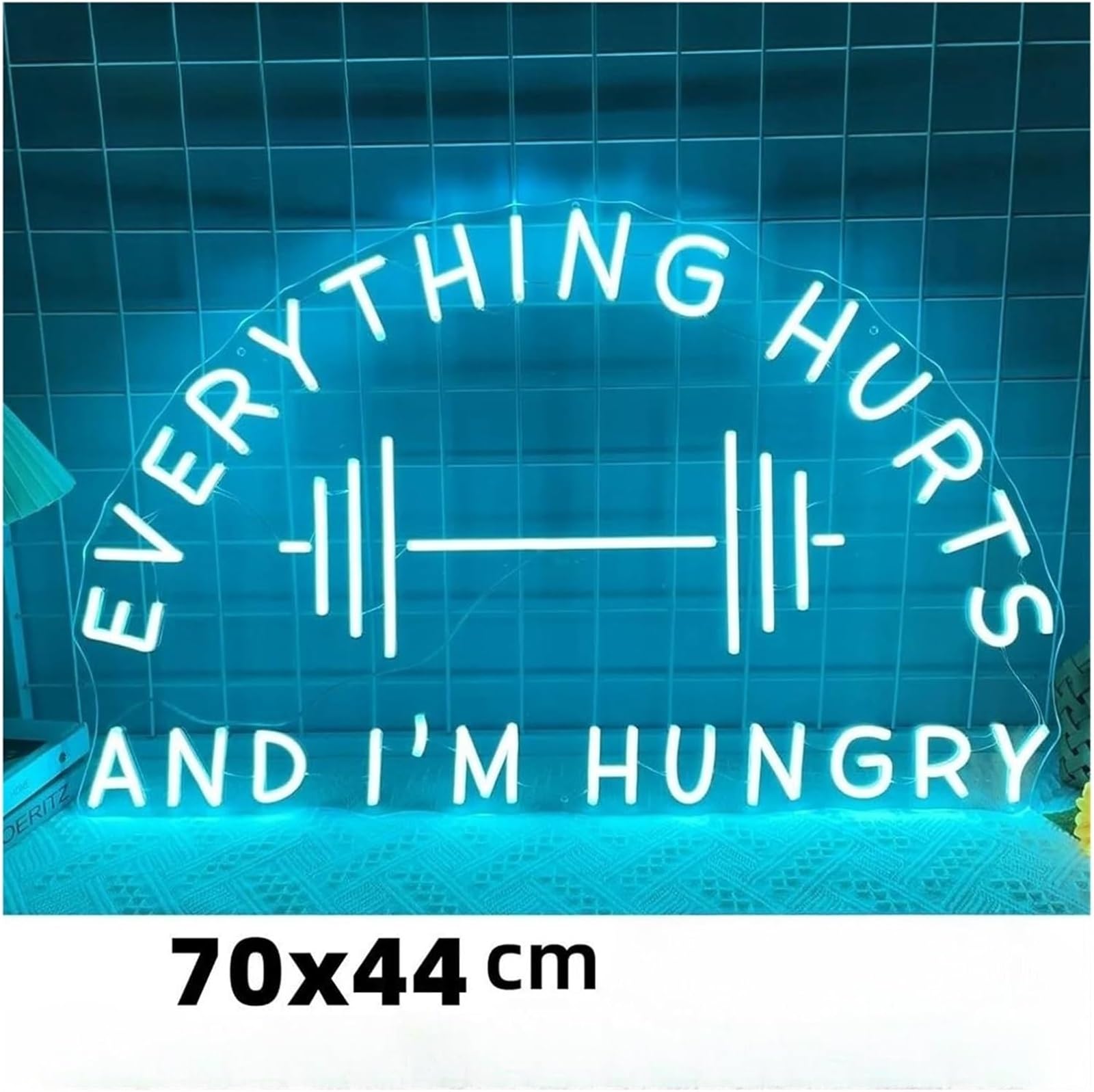Para letrero de neón para todo lo que duele y tengo hambre, luces gimnasio, decoración pared(70x44cm)